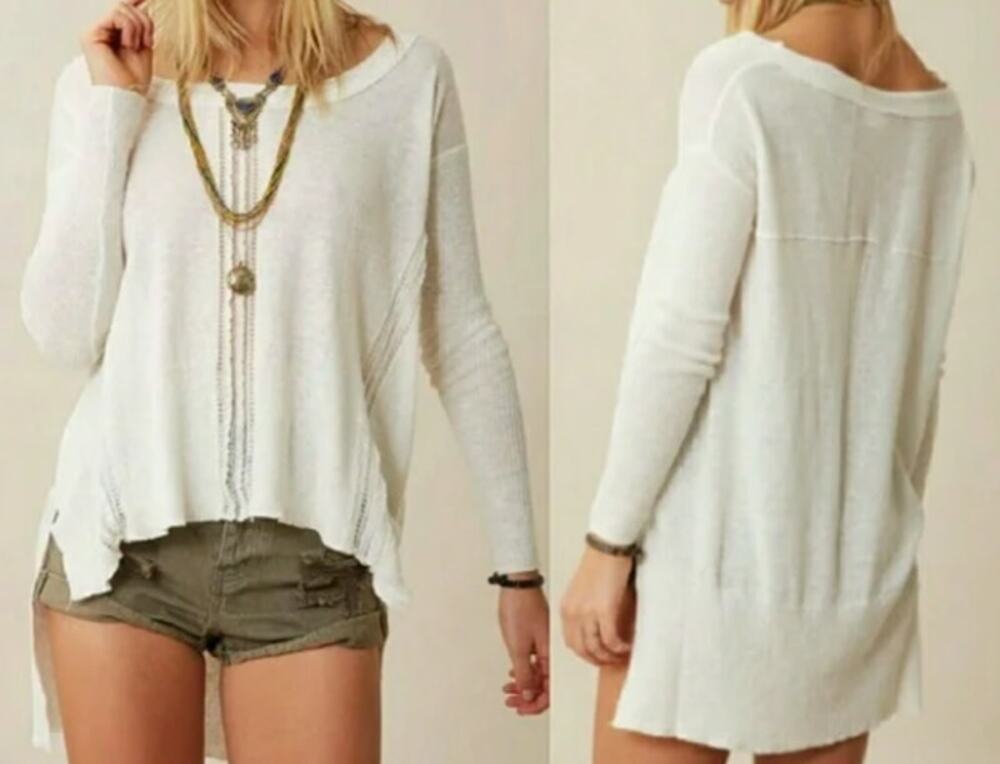 Free People Lace Road Linen Cotton Pullover Size M